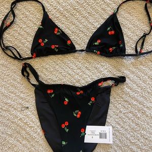 WeWoreWhat Cooper Cherries Bikini Top & Adjustable Ruched Bikini Bottoms